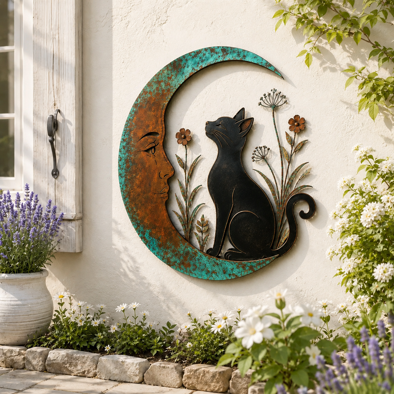 🐝 Creëer Je Eigen Dromerige Rustplek: Luxe Moon & Bee Wanddecoratie voor Buiten