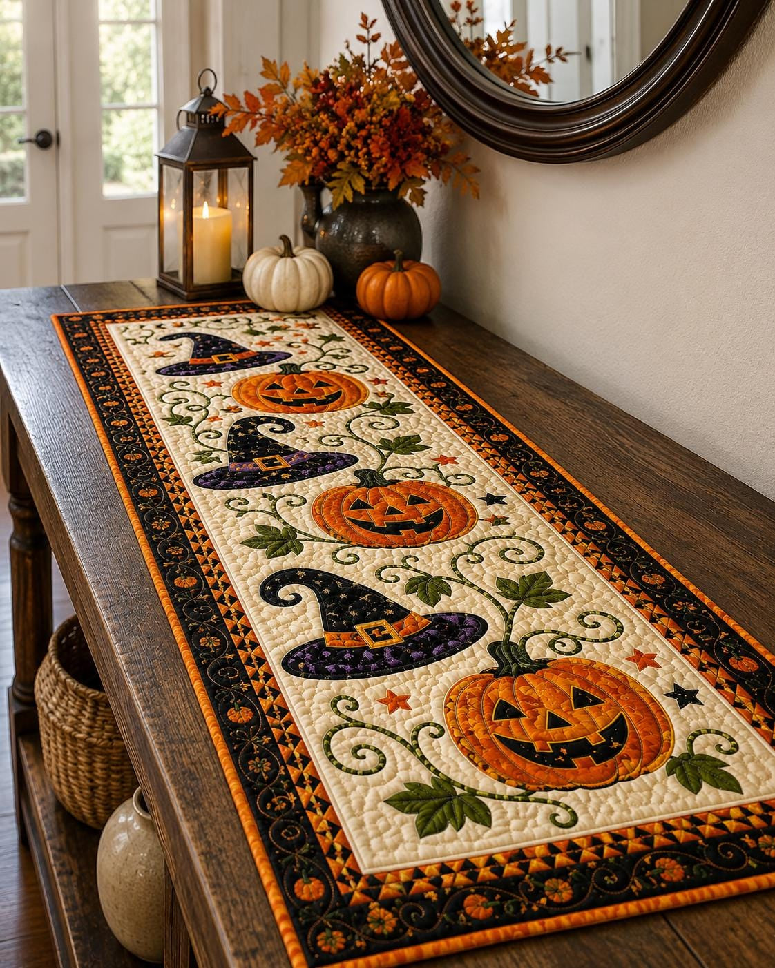 Sfeervolle Herfst & Halloween Tafelloper 🎃 (Luxe Gewatteerd Design)