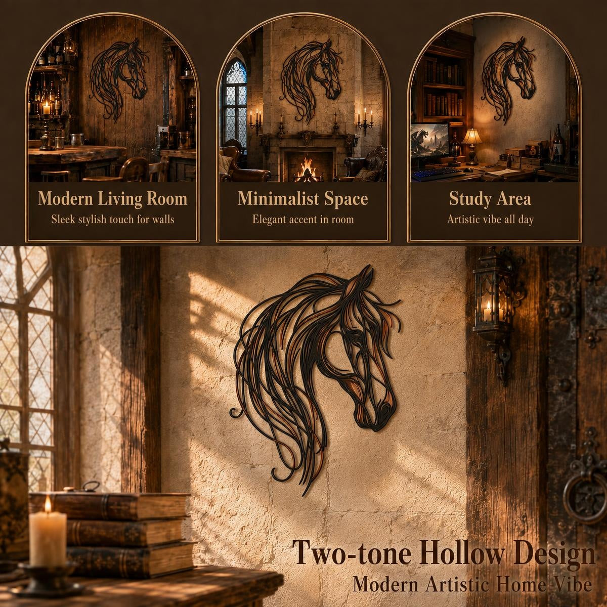 Metalen Paardenkop Wanddecoratie – Luxe 3D Kunstwerk voor je Interieur! 🐎