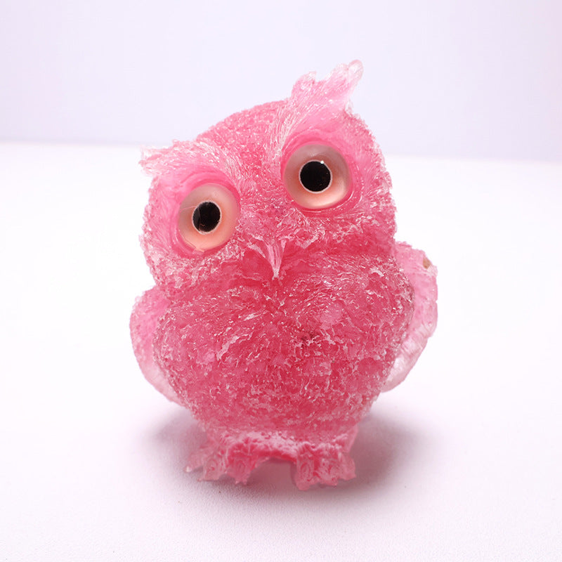 🦉 Käsintehty Pöllöhartsi Koriste Kristallisoralla - Viisauden Symboli Kotiin