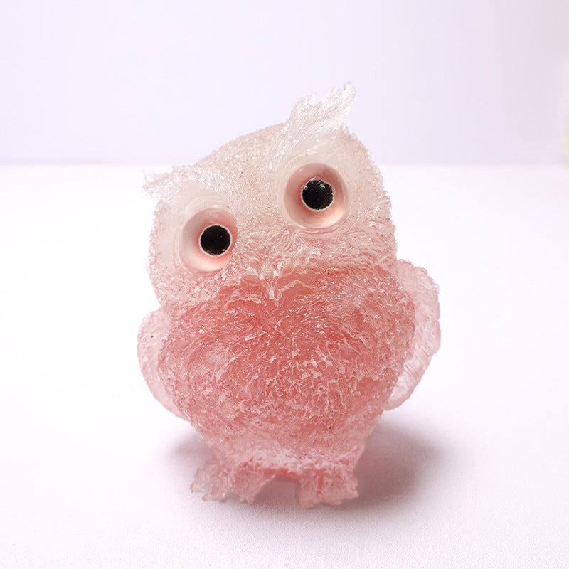 🦉 Käsintehty Pöllöhartsi Koriste Kristallisoralla - Viisauden Symboli Kotiin