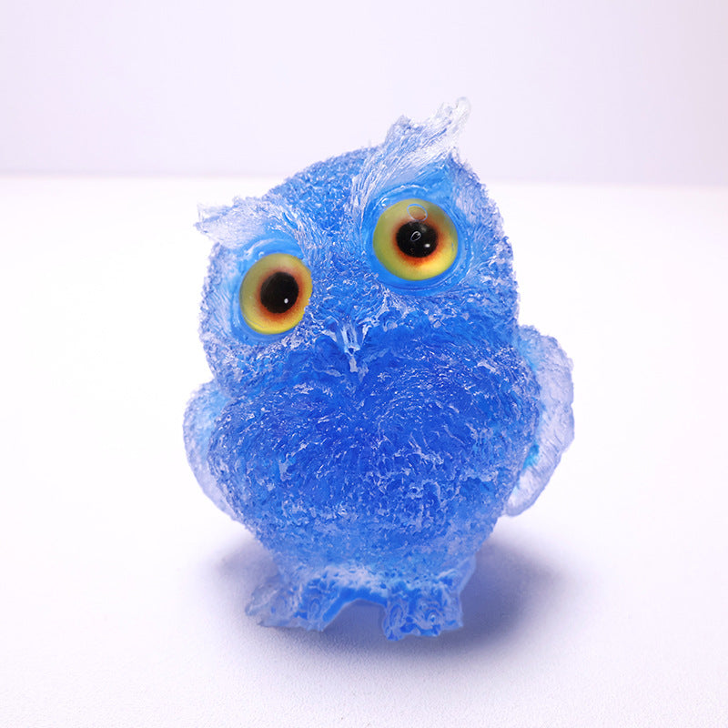 🦉 Käsintehty Pöllöhartsi Koriste Kristallisoralla - Viisauden Symboli Kotiin
