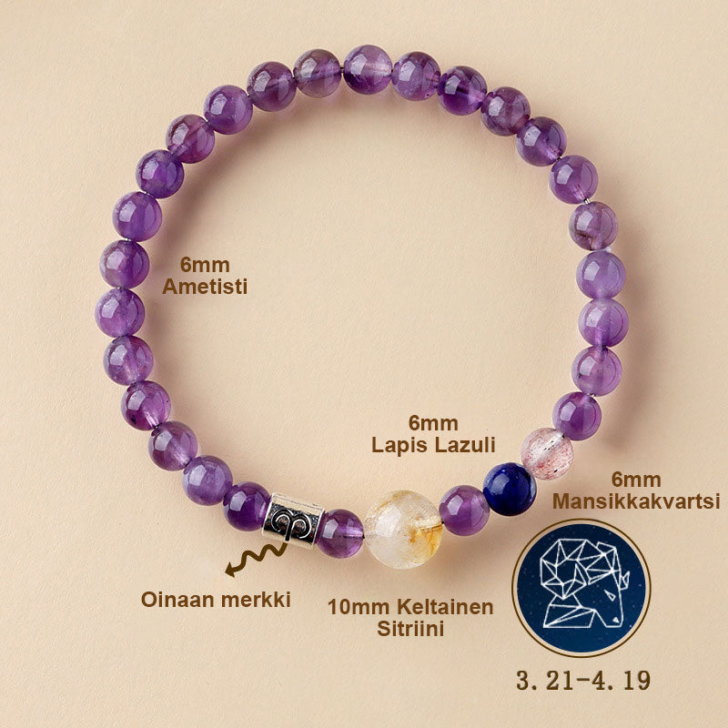 ✨ Henkilökohtainen Horoskooppirannekoru | Aito Luonnonkristalli Energiatasapainottaja 🌌 Täydellinen Lahja 💖