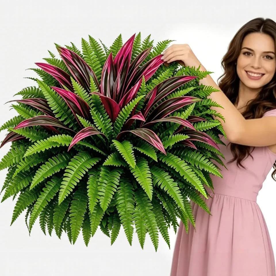 Net Echt! 🌿 Premium Kunstvaren Met Prachtige Rode Accentbladeren (UV-Bestendig)