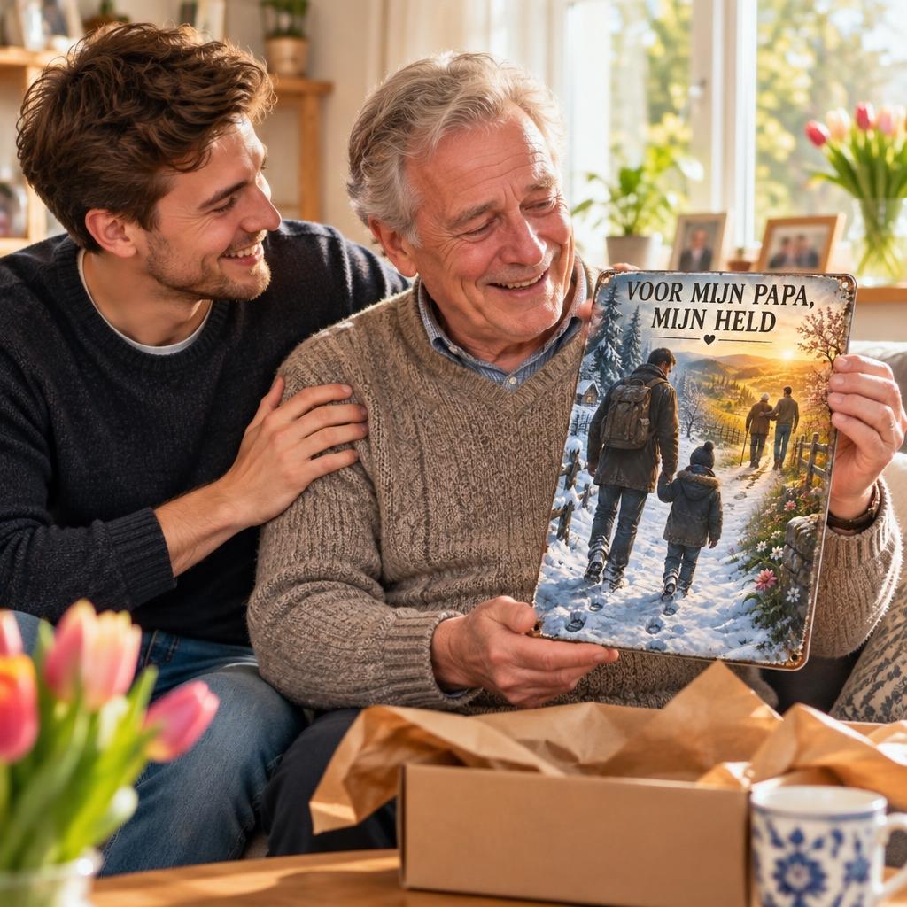 "Voor Mijn Papa, Mijn Held" Metalen Wandbord – Het Most Emotionele Cadeau voor Papa! ❤️