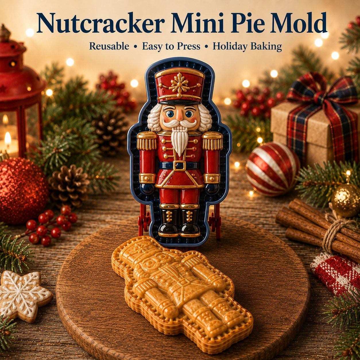 🎅 Gezellig Samen Bakken! 8-in-1 Kerst Mini Taart Stempel Set (Anti-Aanbak & Gedetailleerd)