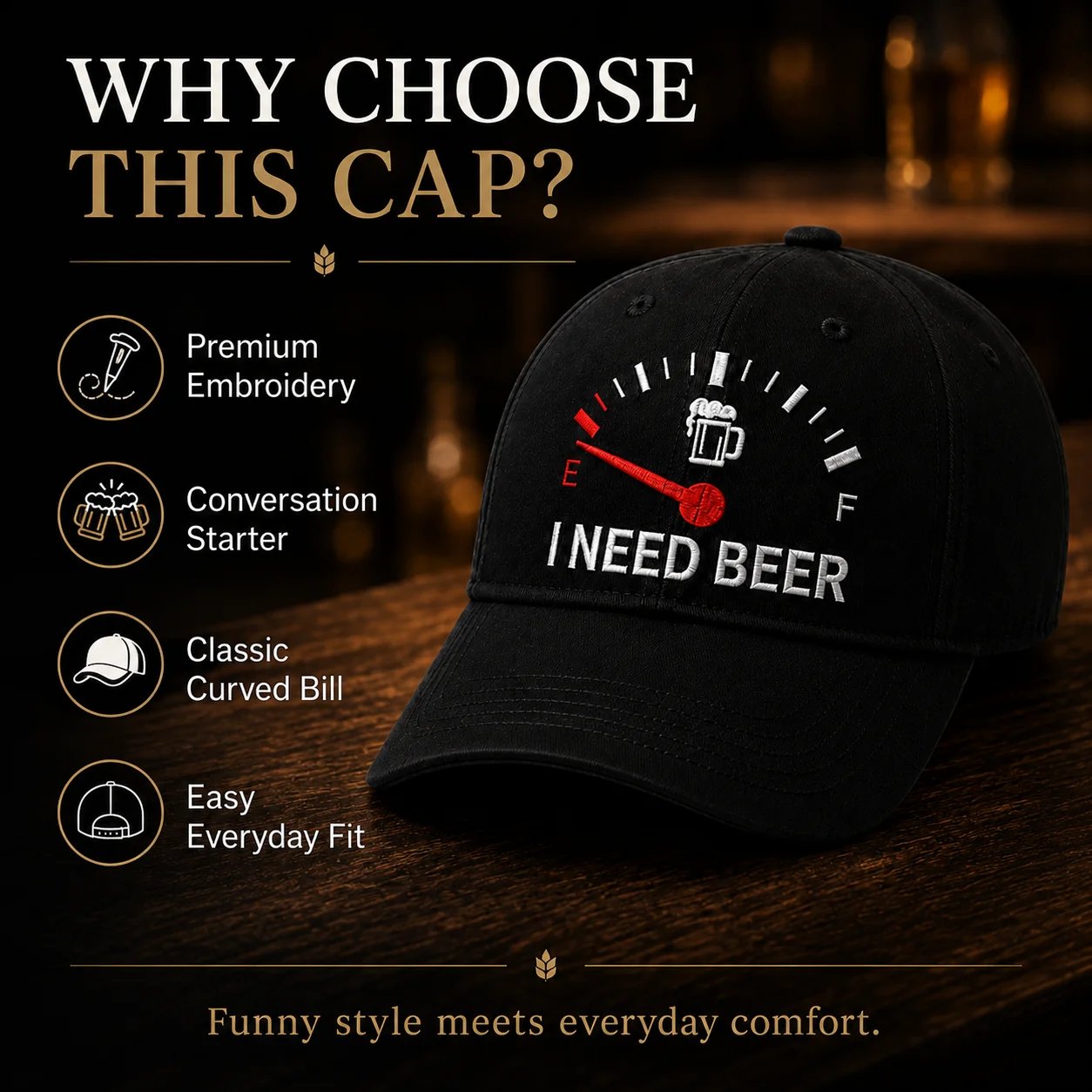 "I NEED BEER" Geborduurde Pet - Dé ultieme ijsbreker voor de bar & BBQ 🍺