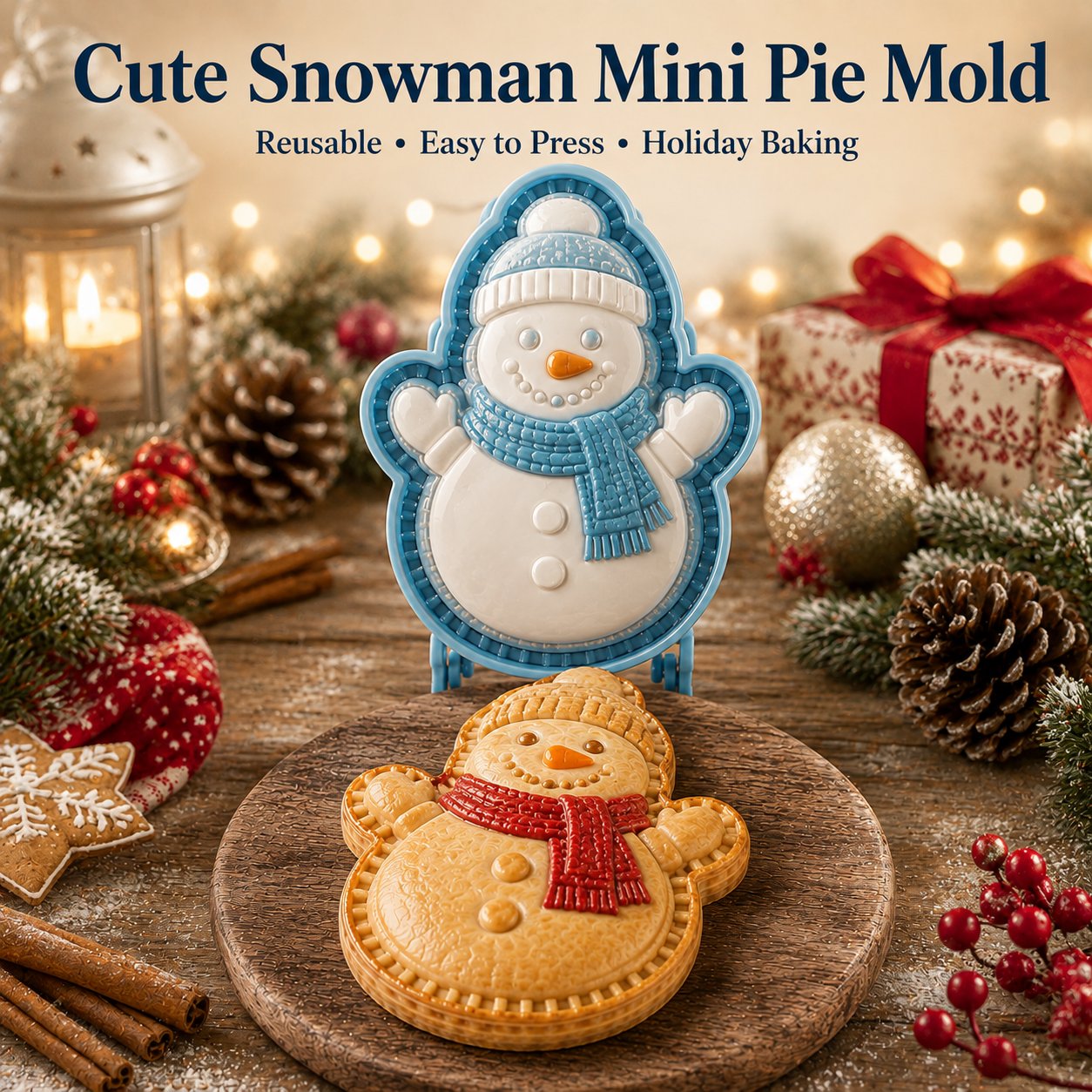🎅 Gezellig Samen Bakken! 8-in-1 Kerst Mini Taart Stempel Set (Anti-Aanbak & Gedetailleerd)
