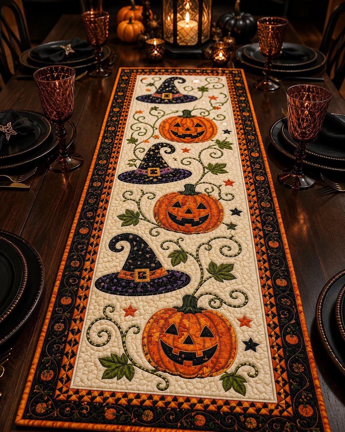 Sfeervolle Herfst & Halloween Tafelloper 🎃 (Luxe Gewatteerd Design)