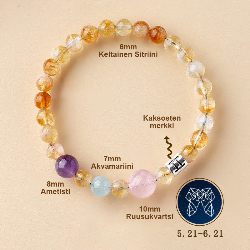 ✨ Henkilökohtainen Horoskooppirannekoru | Aito Luonnonkristalli Energiatasapainottaja 🌌 Täydellinen Lahja 💖