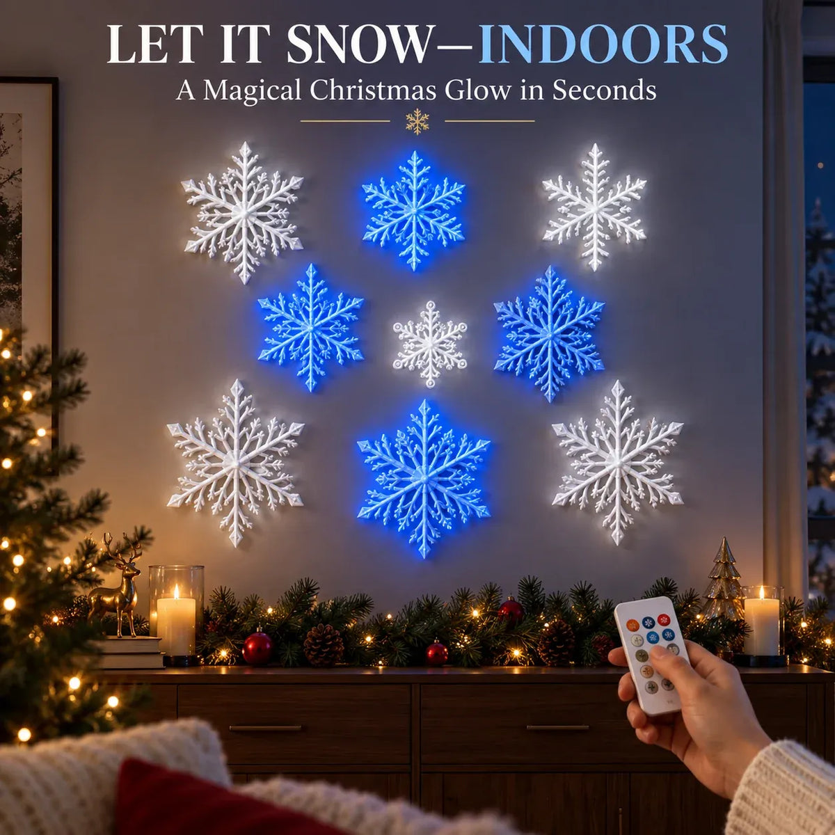 ❄️ Magische 3D Sneeuwvlok LED Wandlamp – Breng Direct Kerstsfeer & Warmte in Huis ✨ (Met Remote)
