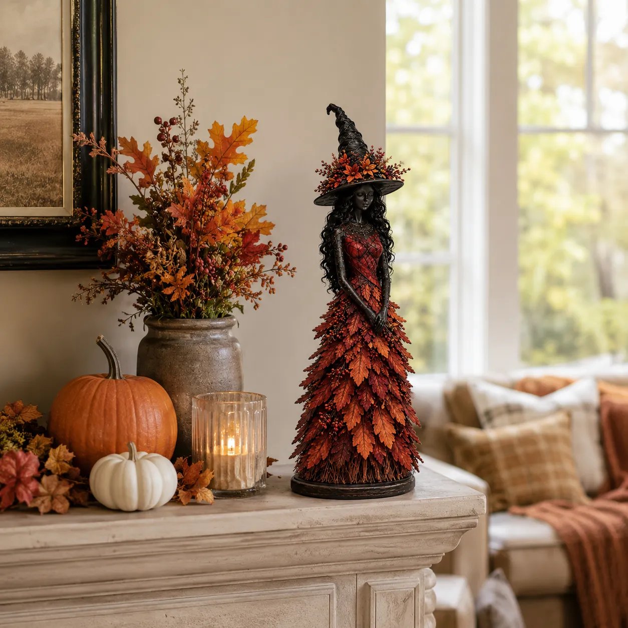 🍂 Prachtige Handgemaakte Herfst Heks – Geef Je Huis & Veranda De Ultieme Warme Sfeer