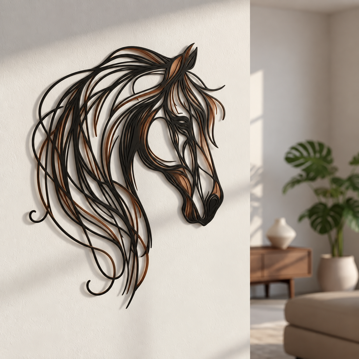 Metalen Paardenkop Wanddecoratie – Luxe 3D Kunstwerk voor je Interieur! 🐎