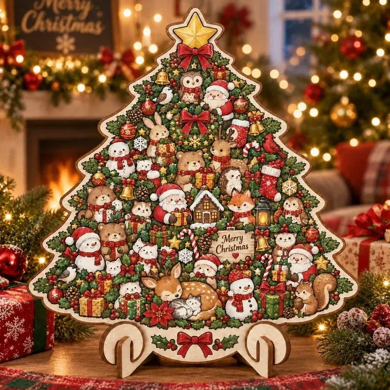 🎄 Bouw Je Eigen Kerstmagie! 3D Houten Kerstpuzzel met Standaard