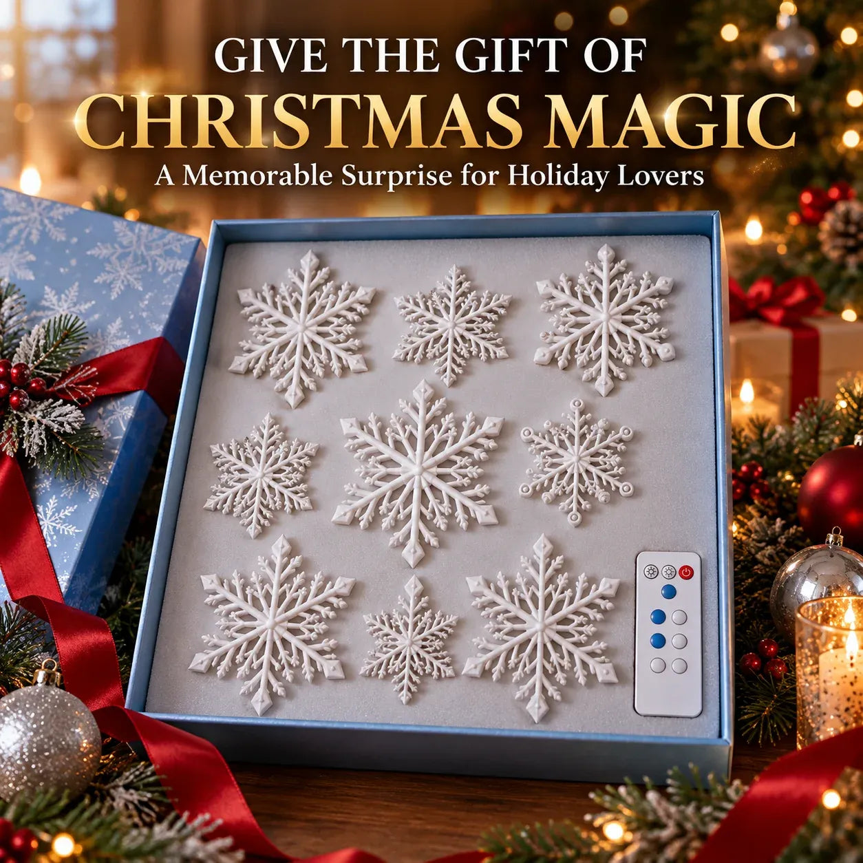 ❄️ Magische 3D Sneeuwvlok LED Wandlamp – Breng Direct Kerstsfeer & Warmte in Huis ✨ (Met Remote)