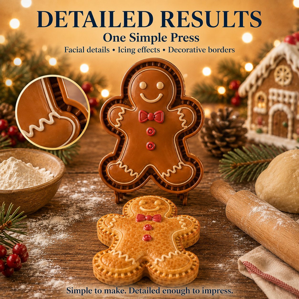🎅 Gezellig Samen Bakken! 8-in-1 Kerst Mini Taart Stempel Set (Anti-Aanbak & Gedetailleerd)