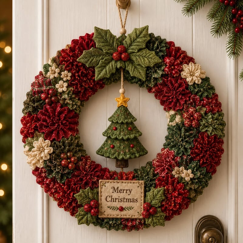 🎄 DIY Kerstkrans Knutselpakket met 3D-Textuur | Ontspannend & Sfeervol voor aan de Deur