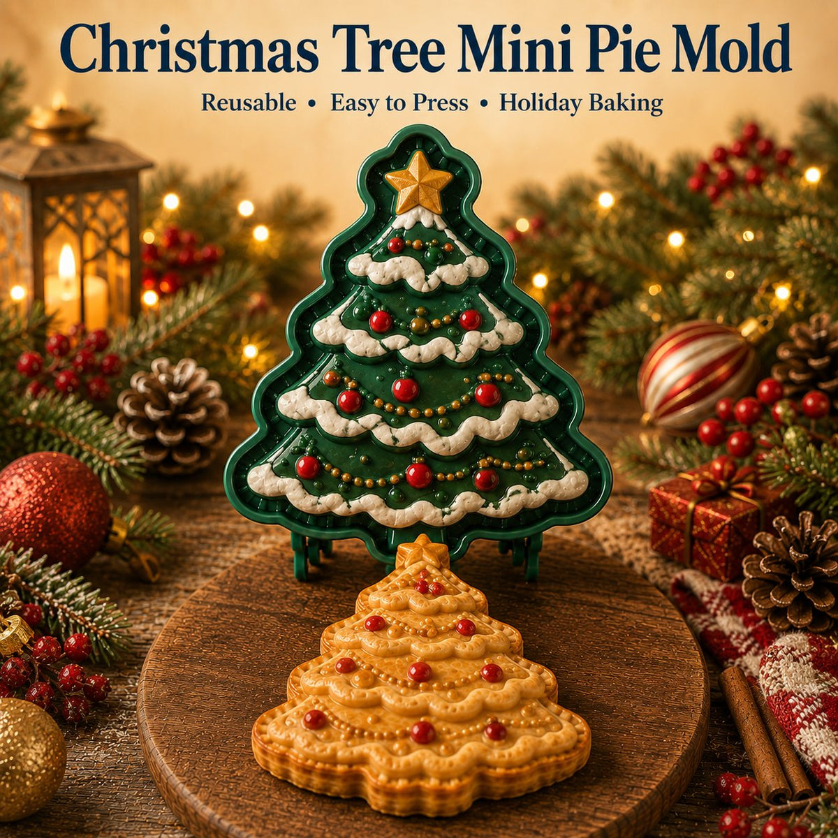 🎅 Gezellig Samen Bakken! 8-in-1 Kerst Mini Taart Stempel Set (Anti-Aanbak & Gedetailleerd)