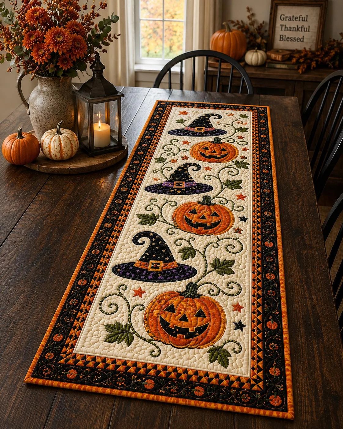 Sfeervolle Herfst & Halloween Tafelloper 🎃 (Luxe Gewatteerd Design)