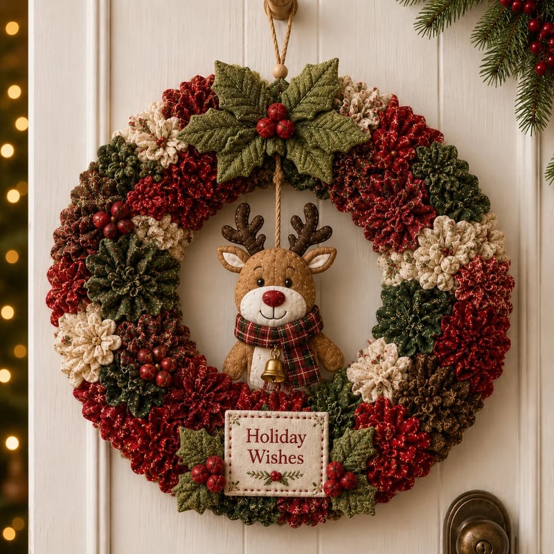 🎄 DIY Kerstkrans Knutselpakket met 3D-Textuur | Ontspannend & Sfeervol voor aan de Deur