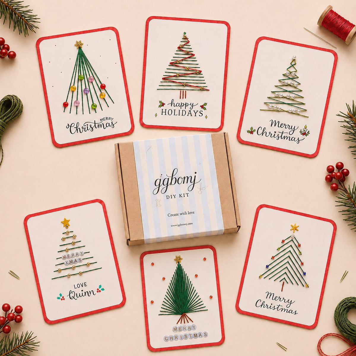 Maak Je Eigen Unieke Kerstkaarten 🎄 Complete DIY Borduurset voor Ontspannende Winteravonden