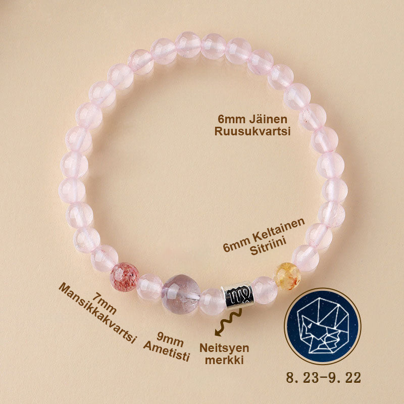 ✨ Henkilökohtainen Horoskooppirannekoru | Aito Luonnonkristalli Energiatasapainottaja 🌌 Täydellinen Lahja 💖