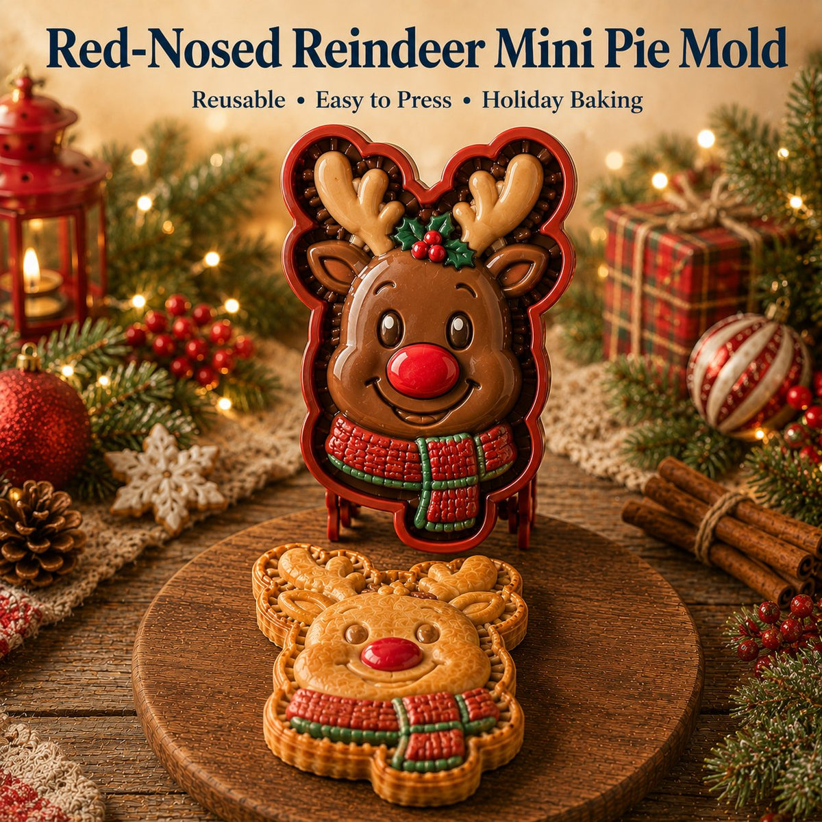 🎅 Gezellig Samen Bakken! 8-in-1 Kerst Mini Taart Stempel Set (Anti-Aanbak & Gedetailleerd)