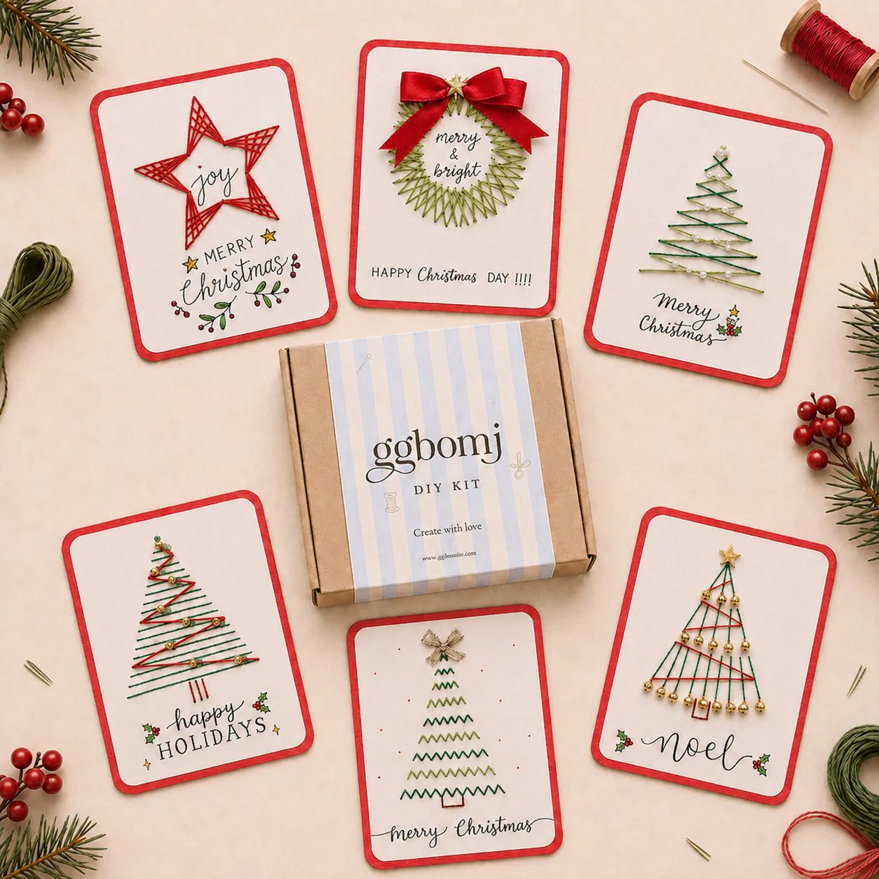 Maak Je Eigen Unieke Kerstkaarten 🎄 Complete DIY Borduurset voor Ontspannende Winteravonden