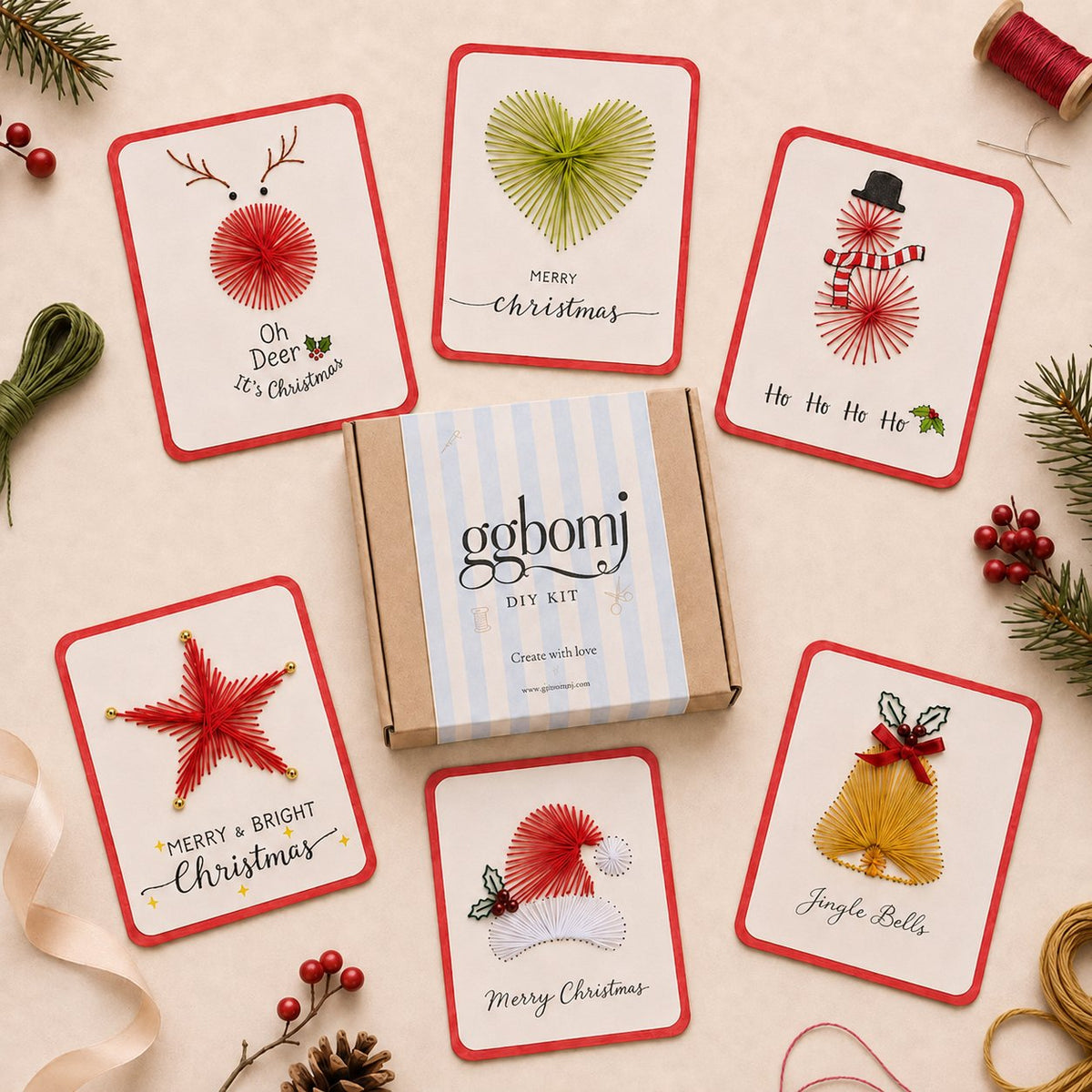 Maak Je Eigen Unieke Kerstkaarten 🎄 Complete DIY Borduurset voor Ontspannende Winteravonden