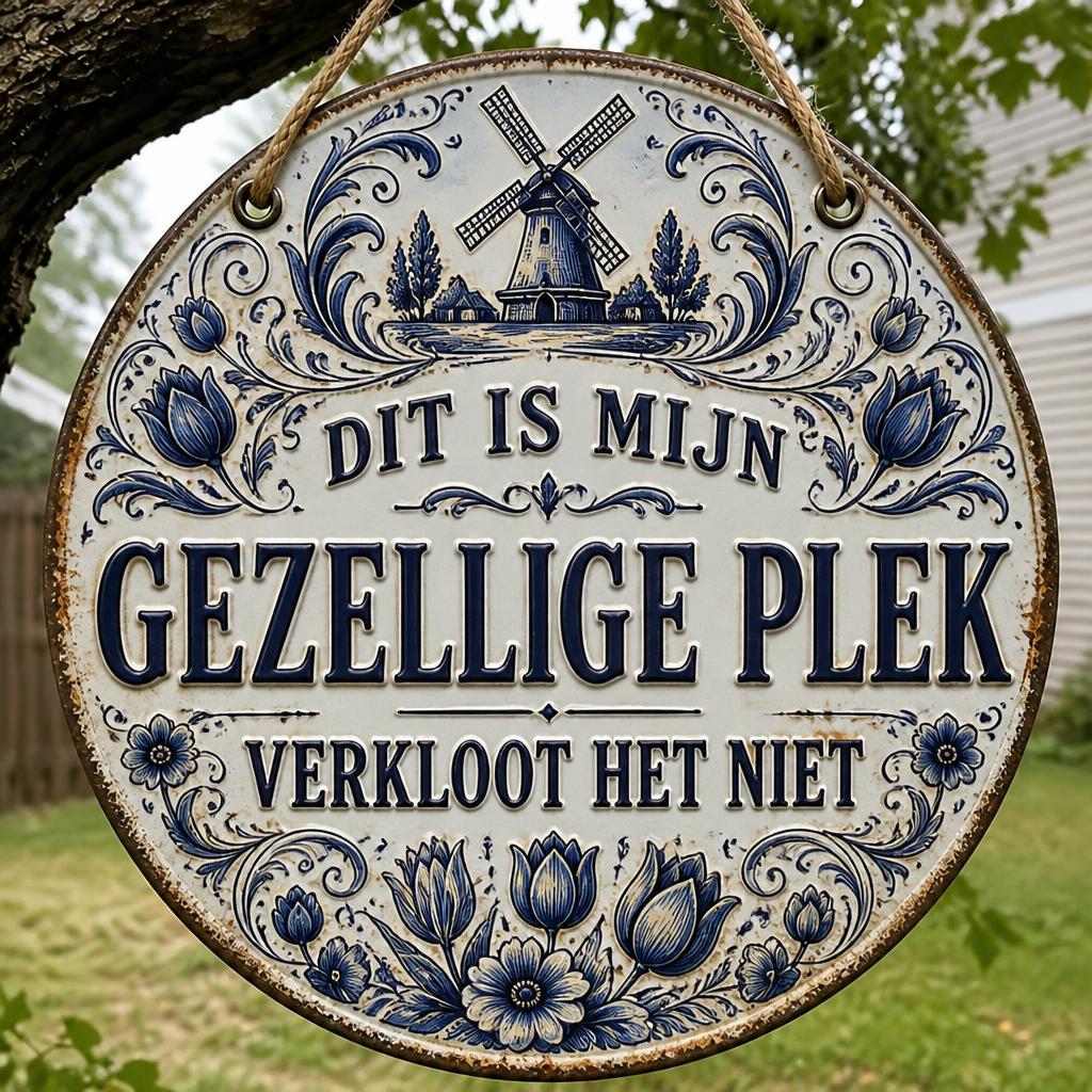 DIT IS MIJN GEZELLIGE PLEK! ✨ Hét metalen wandbord voor iedereen die zijn rust écht serieus neemt.