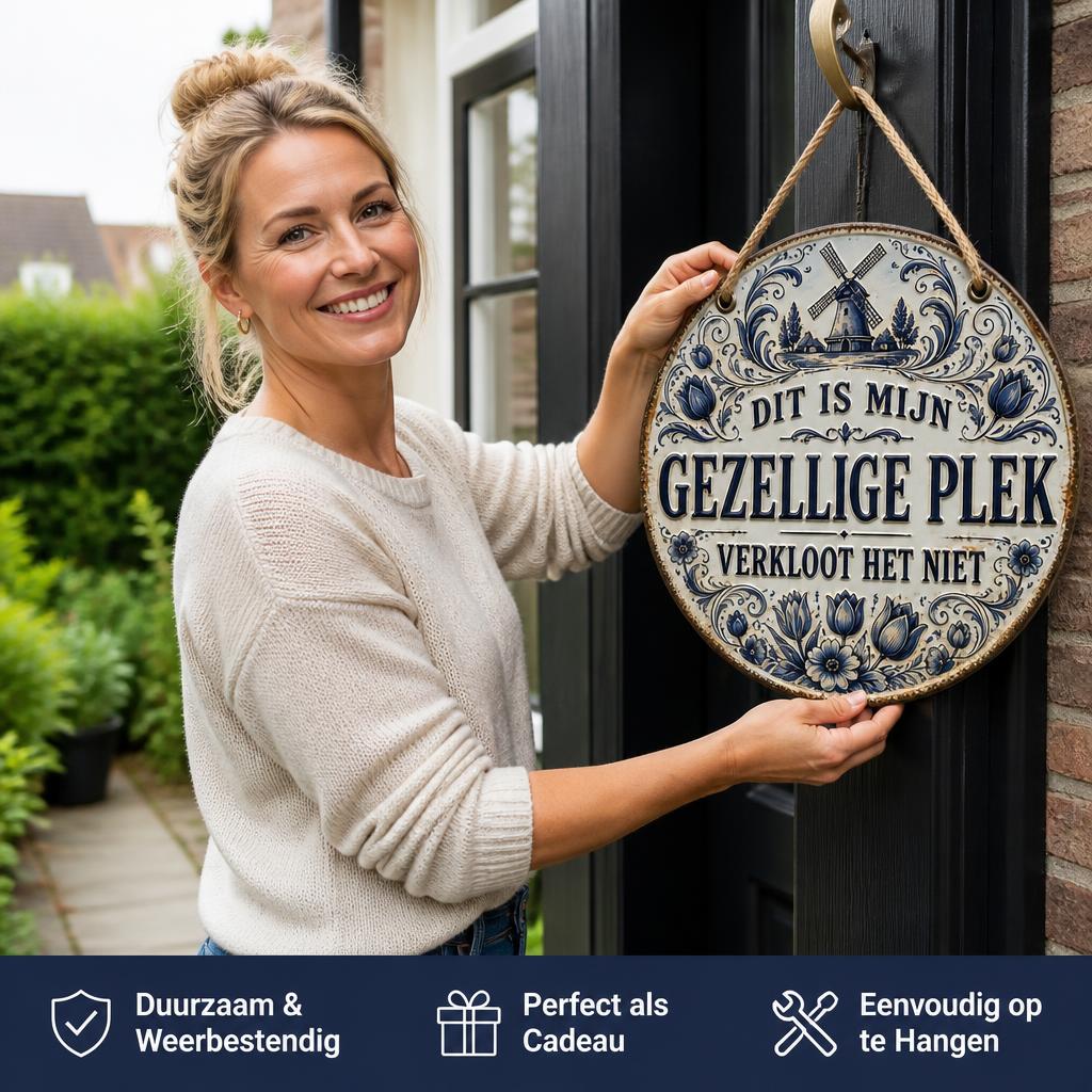 DIT IS MIJN GEZELLIGE PLEK! ✨ Hét metalen wandbord voor iedereen die zijn rust écht serieus neemt.