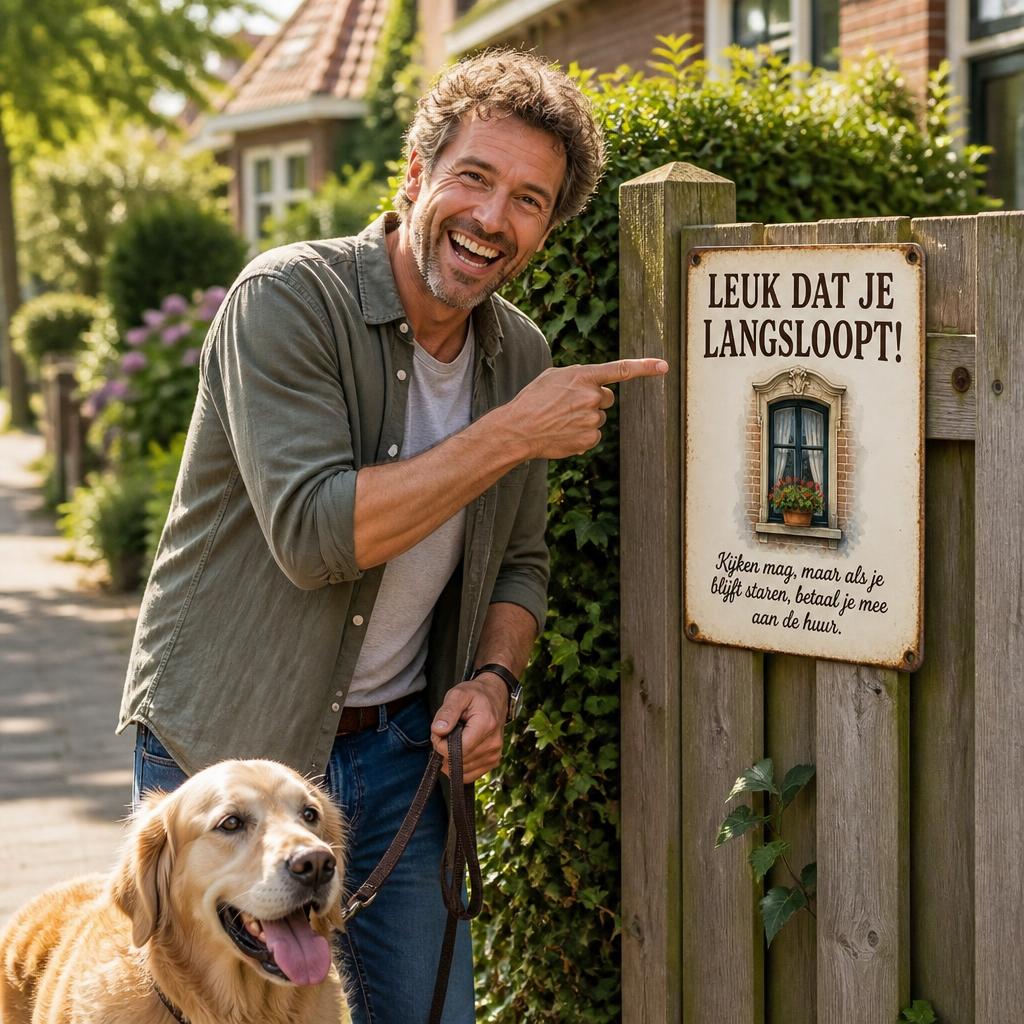 "Kijken Mag, Staren Kost Huur!" 💸 Grappig Vintage Privacy Bord