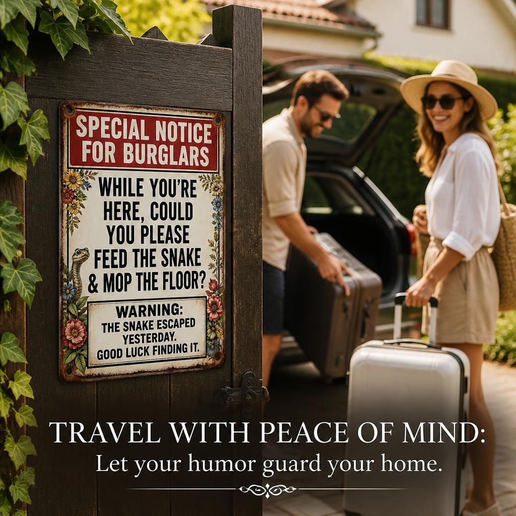 🐍 Special Notice Metalen Bord — Schrik Inbrekers Af met Geniale Retro Humor! 🛑