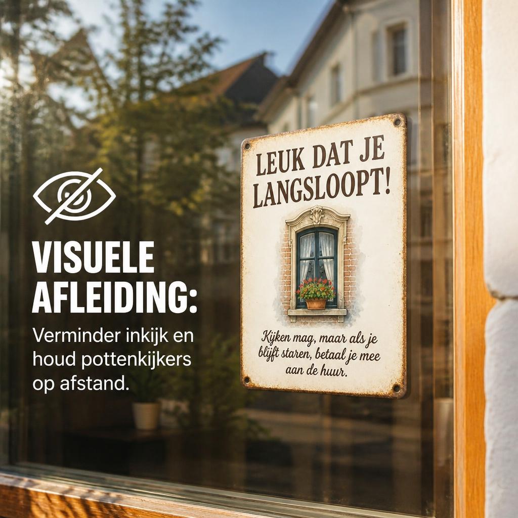 "Kijken Mag, Staren Kost Huur!" 💸 Grappig Vintage Privacy Bord