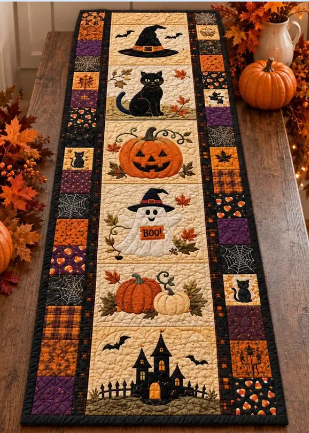 Sfeervolle Herfst & Halloween Tafelloper 🎃 (Luxe Gewatteerd Design)