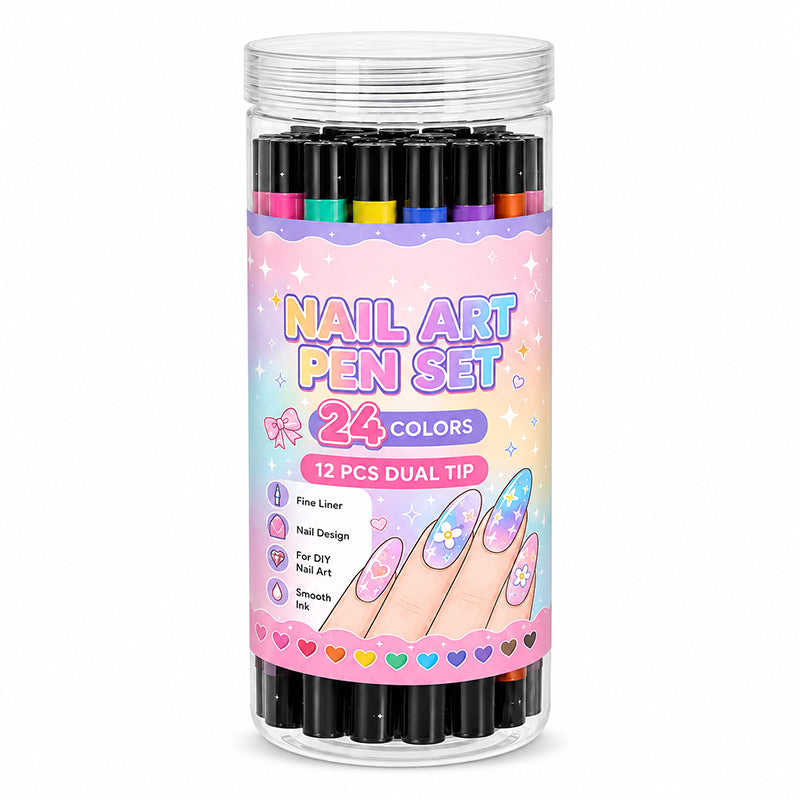 Nail Art Pennen Set (24 Kleuren) – Salonwaardige Nagels in Één Penstreep! 💅