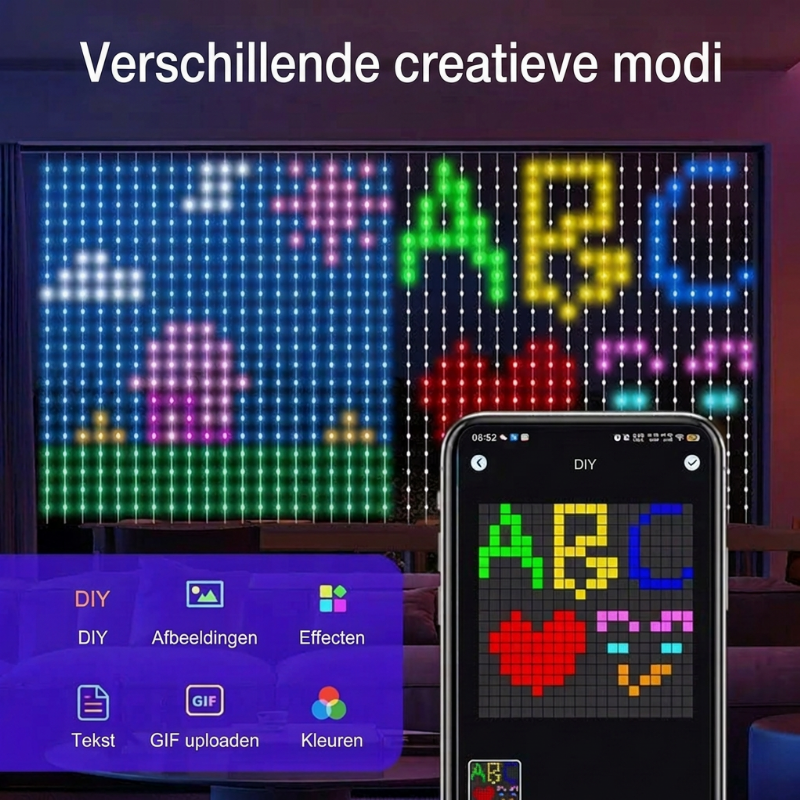Slim LED Lichtgordijn met Muziek-Sync – Creëer direct Magische Feestsfeer! ✨