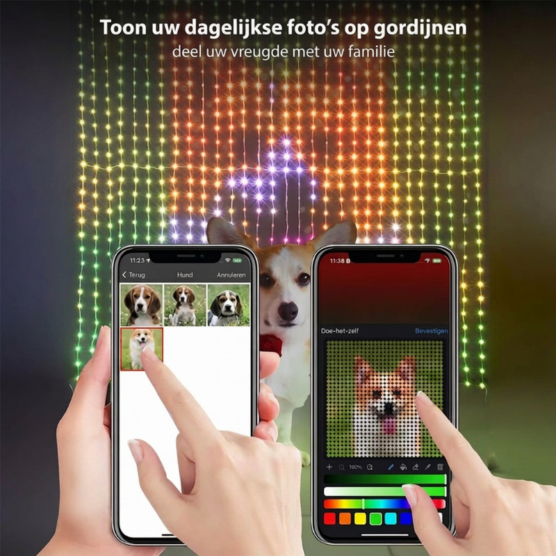 Slim LED Lichtgordijn met Muziek-Sync – Creëer direct Magische Feestsfeer! ✨