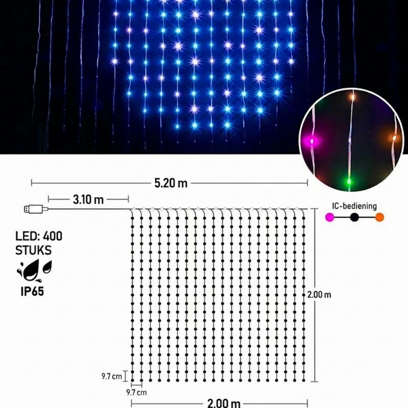 Slim LED Lichtgordijn met Muziek-Sync – Creëer direct Magische Feestsfeer! ✨