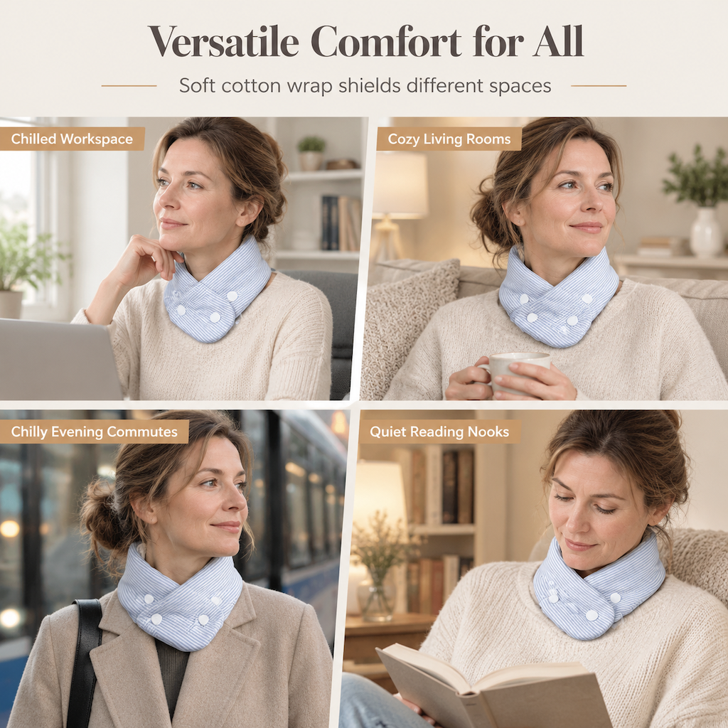 Zachte Katoenen Nekwarmer – Bescherm Je Nek Tegen Koude Tocht op Kantoor & Thuis! 🧣